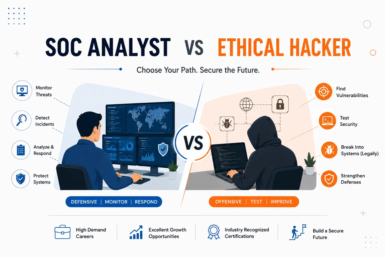 SOC Analyst vs Ethical Hacker: Which Career Is Better?